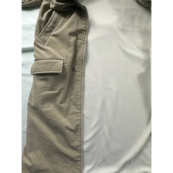 Vintage Polo Jeans Co Ralph Lauren Corduroy Hooded Trench Coat Khaki L G - Picture 4 of 8